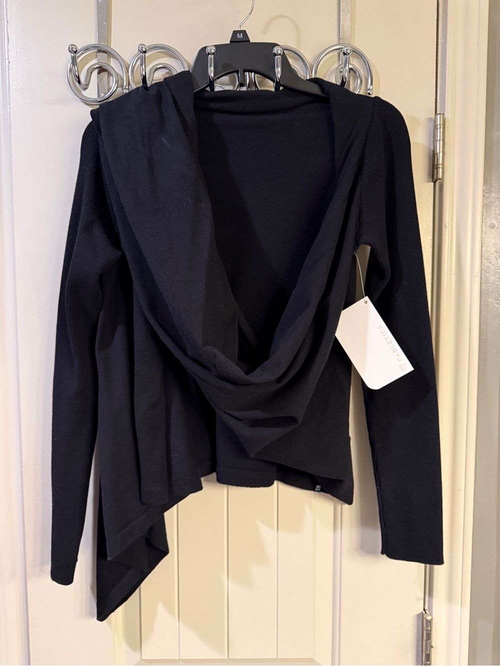 Fabletics Open Front Asymmetrical Wrap/Cardigan - Black